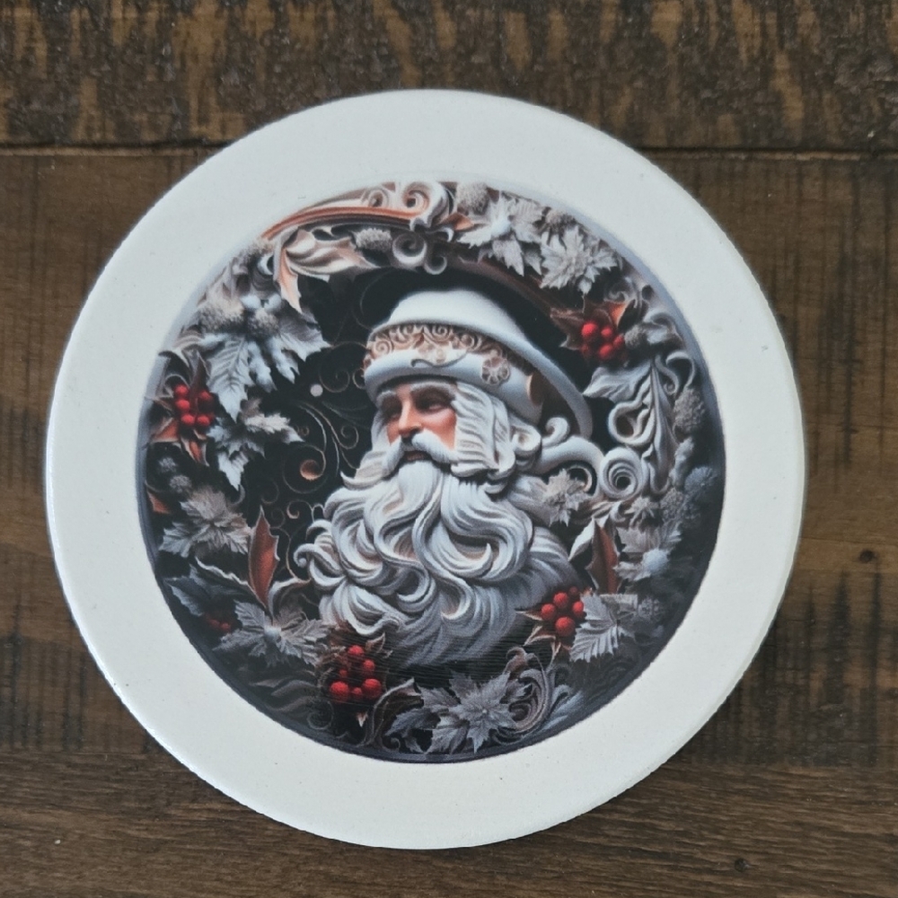 Festive Santa Coaster Set - White and Black - Picture 4 of 6